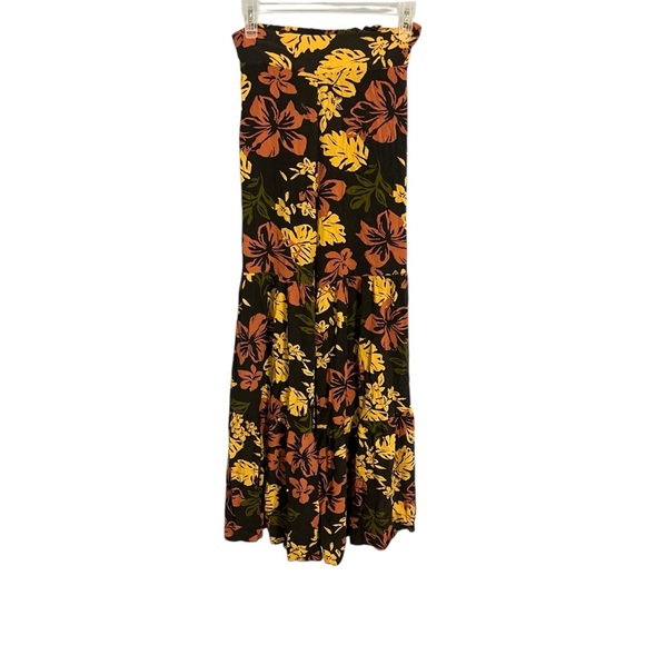 Free People Tiered Pants Black Floral Bell Bottom - Picture 2 of 7